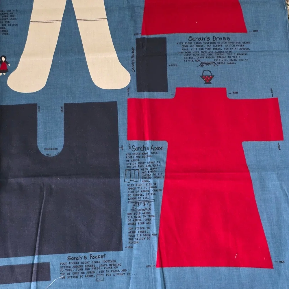 Joan Kessler Concord Fabrics Gentle Sarah & Little‎ Anne Doll Fabric Panel Blue
